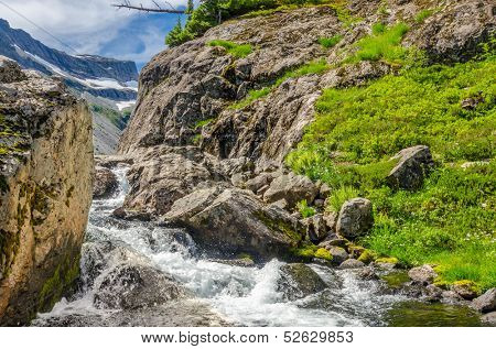 Beautiful Mountain River at the Bagley Lake Trail Park. Mount Baker, Washington, USA.