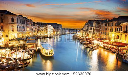 Grand Canal At Night, Venice