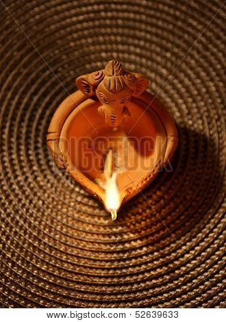 An Indian traditional oil lamp