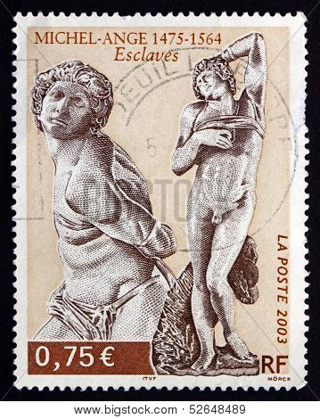 Postage Stamp France 2003 Slaves, Sculptures By Michelangelo