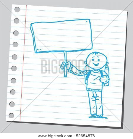 Schoolkid with billboard