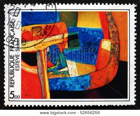 Postage Stamp France 1986 Skibet, Abstract By Maurice Esteve