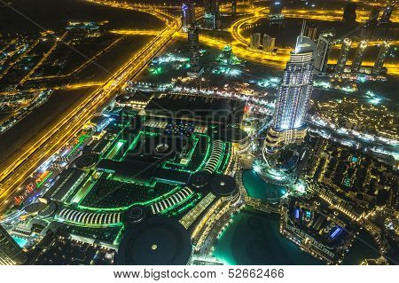 Address Hotel At Night In The Downtown Dubai Area Overlooks The Famous Dancing Fountains