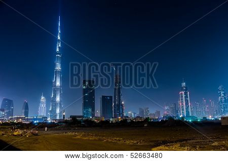 Dubai Panorama And Burj Khalifa Is Currently The Tallest Building In The World, At 829.84 M (2,723 F