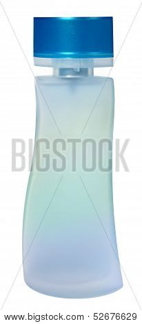 glass bottle of female perfume isolated on a white background