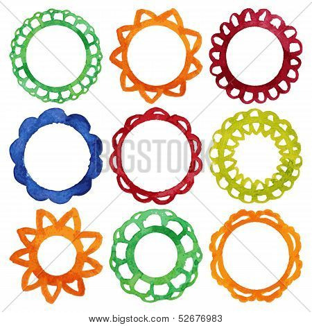 Super cool watercolor round frames.