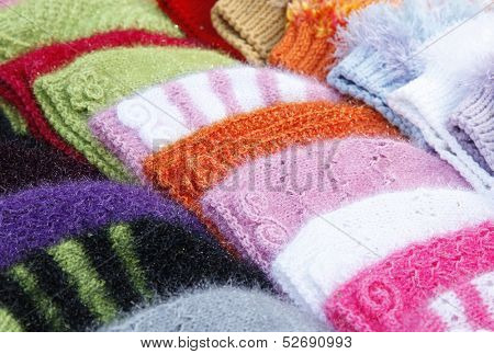 Colorful winter wool caps