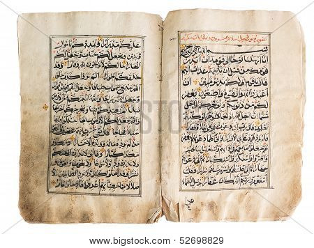 Old Quran Book Over White Background