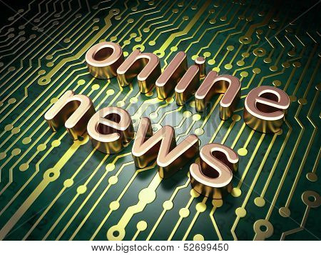 News concept: Online News on circuit board background