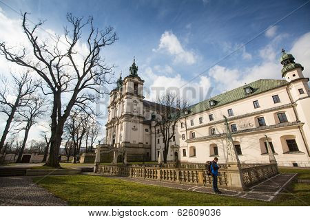 KRAKOW, POLAND - FEB 17, 2014: Church of St.Stanislaus Bishop. Built 1472, In 1733-1751 the church received a baroque decor. It is one of the most famous Polish sanctuaries.