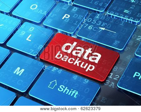 Data concept: Data Backup on computer keyboard background