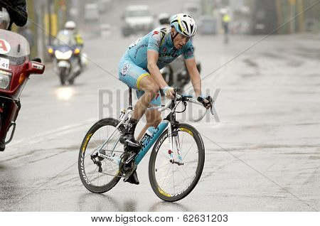 BARCELONA - MARCH, 30: Lieuwe Westra of ProTeam Astana rides during the Tour of Catalonia cycling race through the streets of Monjuich mountain in Barcelona on March 30, 2014
