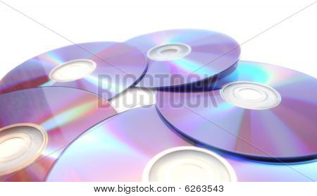 Cinq DVD imprimables isolé On White