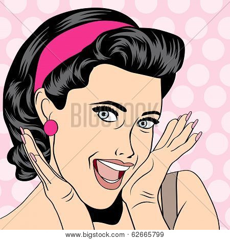 Popart Retro Woman In Comics Style