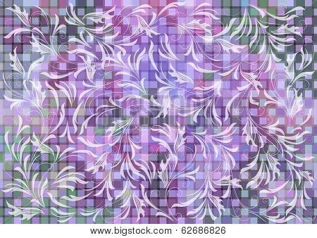 Floral Ornament On Mosaic Background