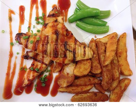 The Grilled Chicken Steak With Tomato Sauce