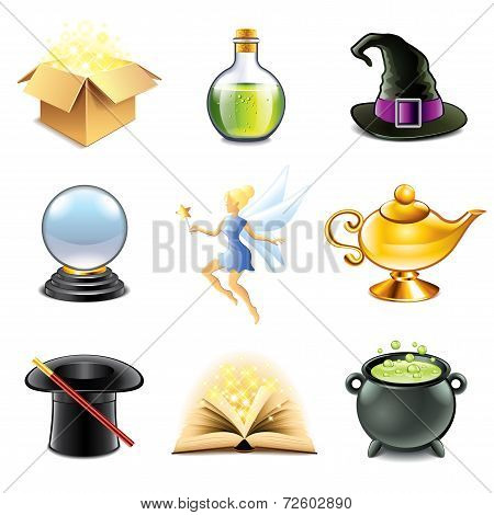 Magic And Sorcery Icons Vector Set