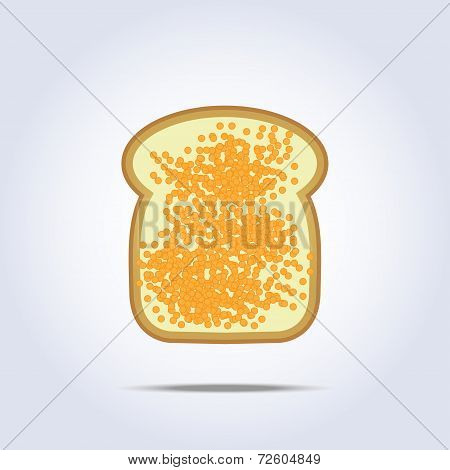White bread toast icon with caviar