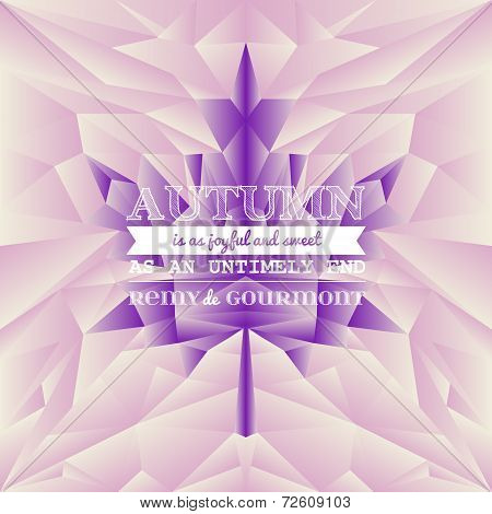 Vector autumn typography mosaic poster with melancholic quote