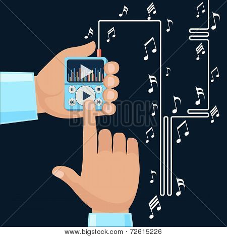 Playing Music In Mp3 Player Hands