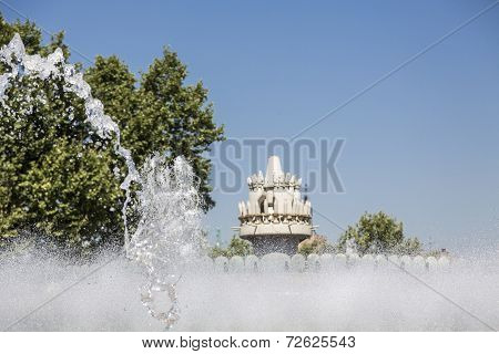 Detail Of A Fountain At Palce Of Montyuic Barcelona, Spain