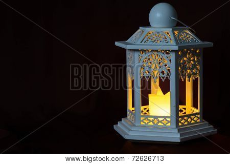 Old lantern on dark background