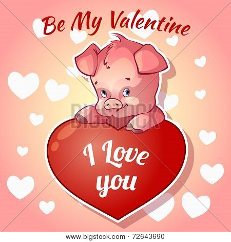 Cute piggy for Valentine's Day