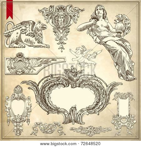 Vector set: calligraphic design elements and page decoration