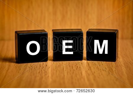 Oem Or Original Equipment Manufacturer Word On Black Block