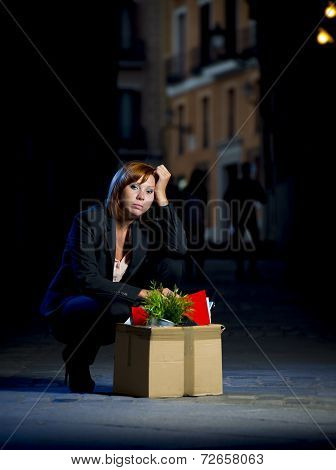 Young Jobless Business Woman Fired From Work Sad In Depression And Stress