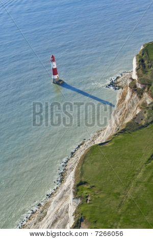 Luftfoto af fyrtårnet ved Beachy Head, East Sussex, England