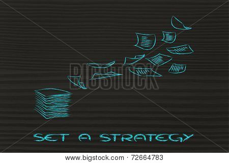 Pile Of Business Documents, Set A Strategy