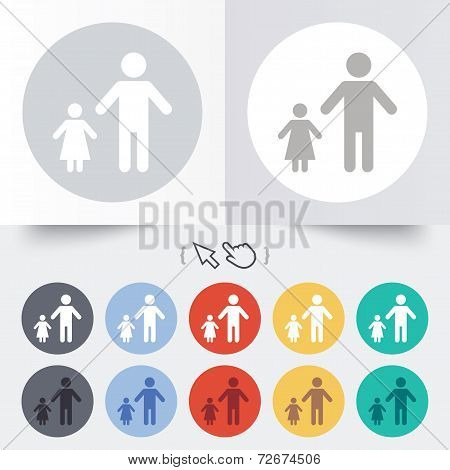 One-parent family with one child sign icon.