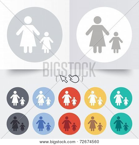 One-parent family with one child sign icon.