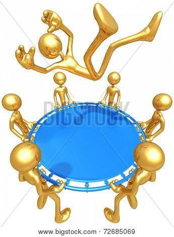 Gold Guys With Safety Net Catching