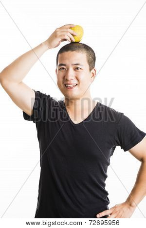 Young Asian Man Standing Isolated On White