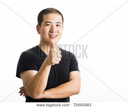 Young Asian Man Standing Isolated On White
