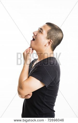 Young Asian Man Standing Isolated On White