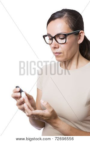 Woman Making A Glycemia Lancing