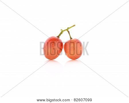 Ripe Red Grape On White Background