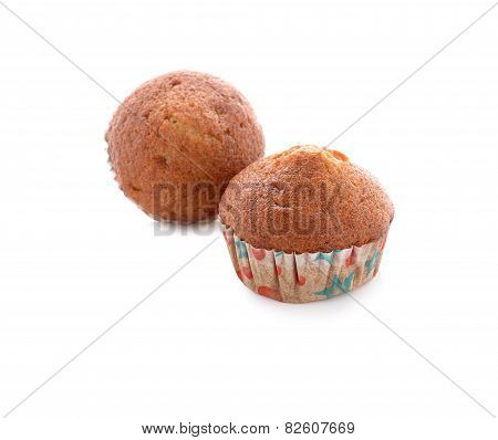 Banana Muffin Cupcake On White Background