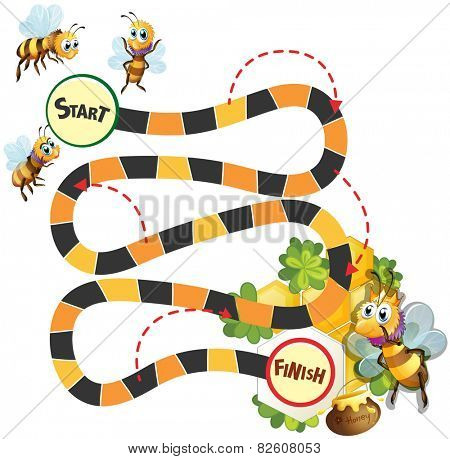 Illustration of a boardgame with bees and a queenbee