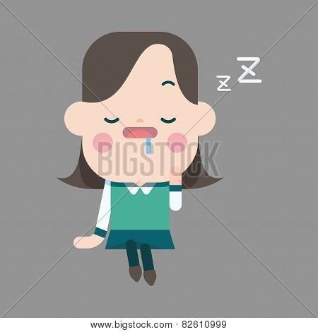 Character Office Lady Sleeping Theme Elements