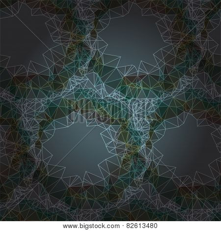 Abstract seamless dark pattern of polygonal rings
