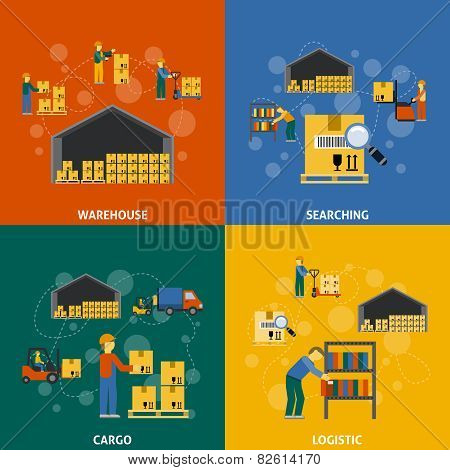 Warehouse Icons Flat