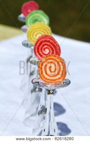 still life: fruit jelly on glasses