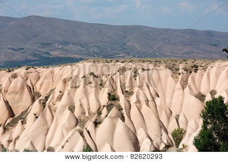 Volcanic rock landscape Goreme Cappadocia Uchisar Turkey