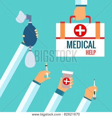 Flat design concepts for medical care