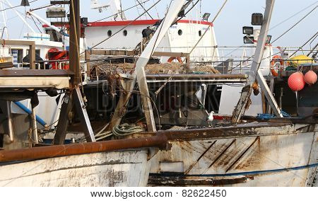 Big Fishing Vessels In Sea Harbor