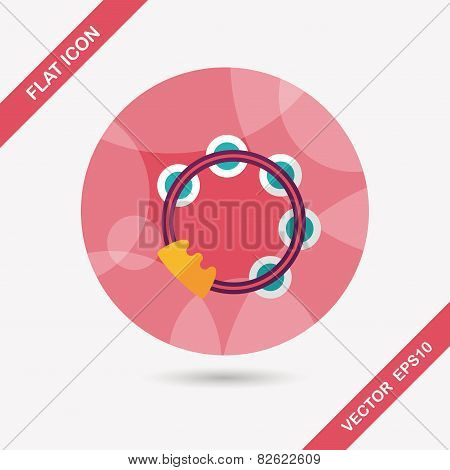 Tambourine Flat Icon With Long Shadow